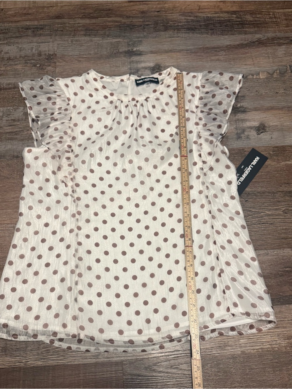 Karl Lagerfeld Cream Blouse with Brown Polka Dots - Picture 4 of 9